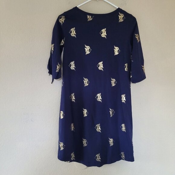 Lilly Pulitzer Preston Dress True Navy Reel It in Print Pima Cotton Size Xsmall - Picture 7 of 7